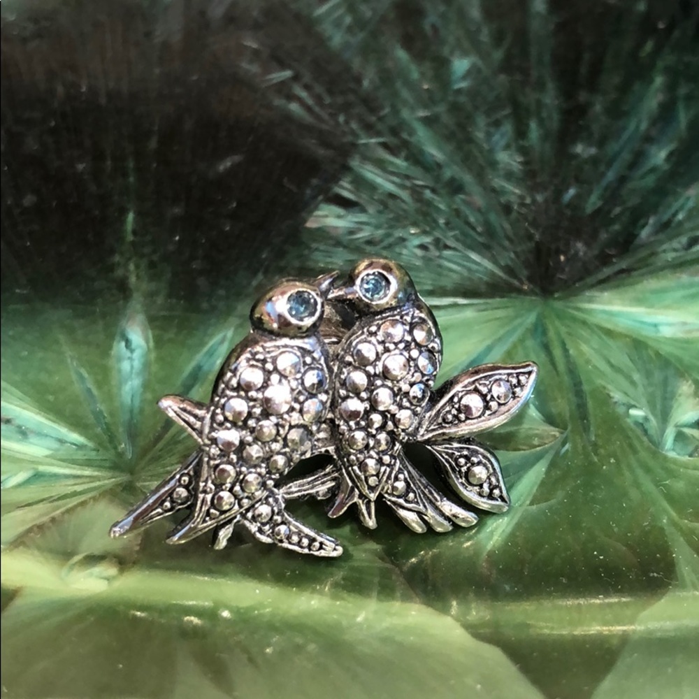 Adorable Silver Colored Bird Pin Birds